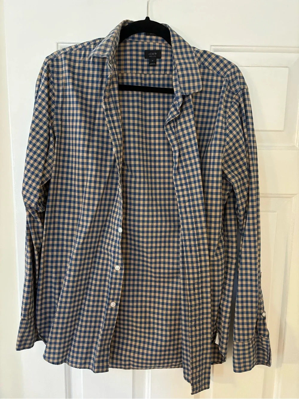 J. Crew Blue and Cream Gingham Button-Down Shirt